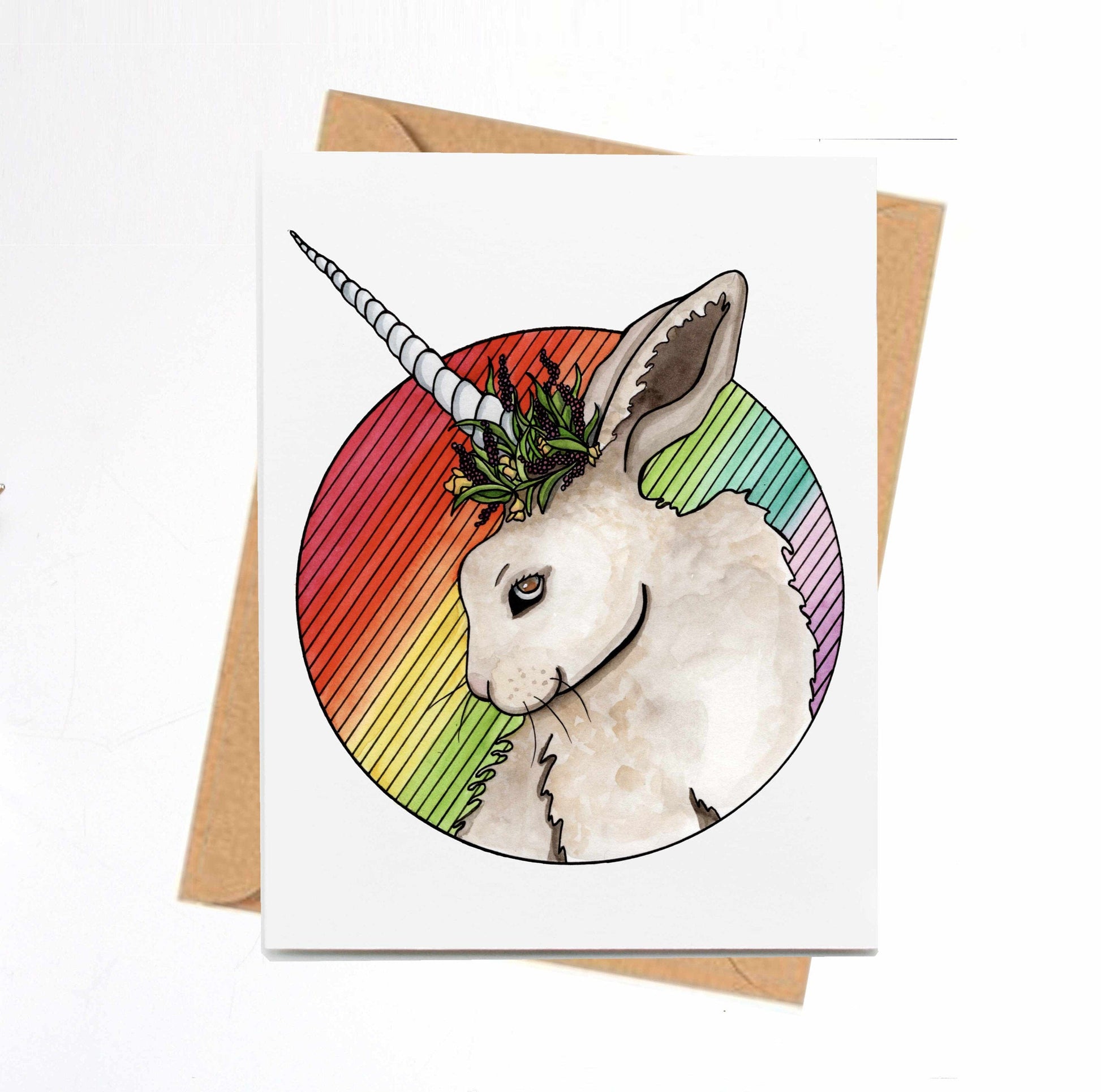 PinkPolish Design Note Cards "Bunnicorn" Handmade Notecard
