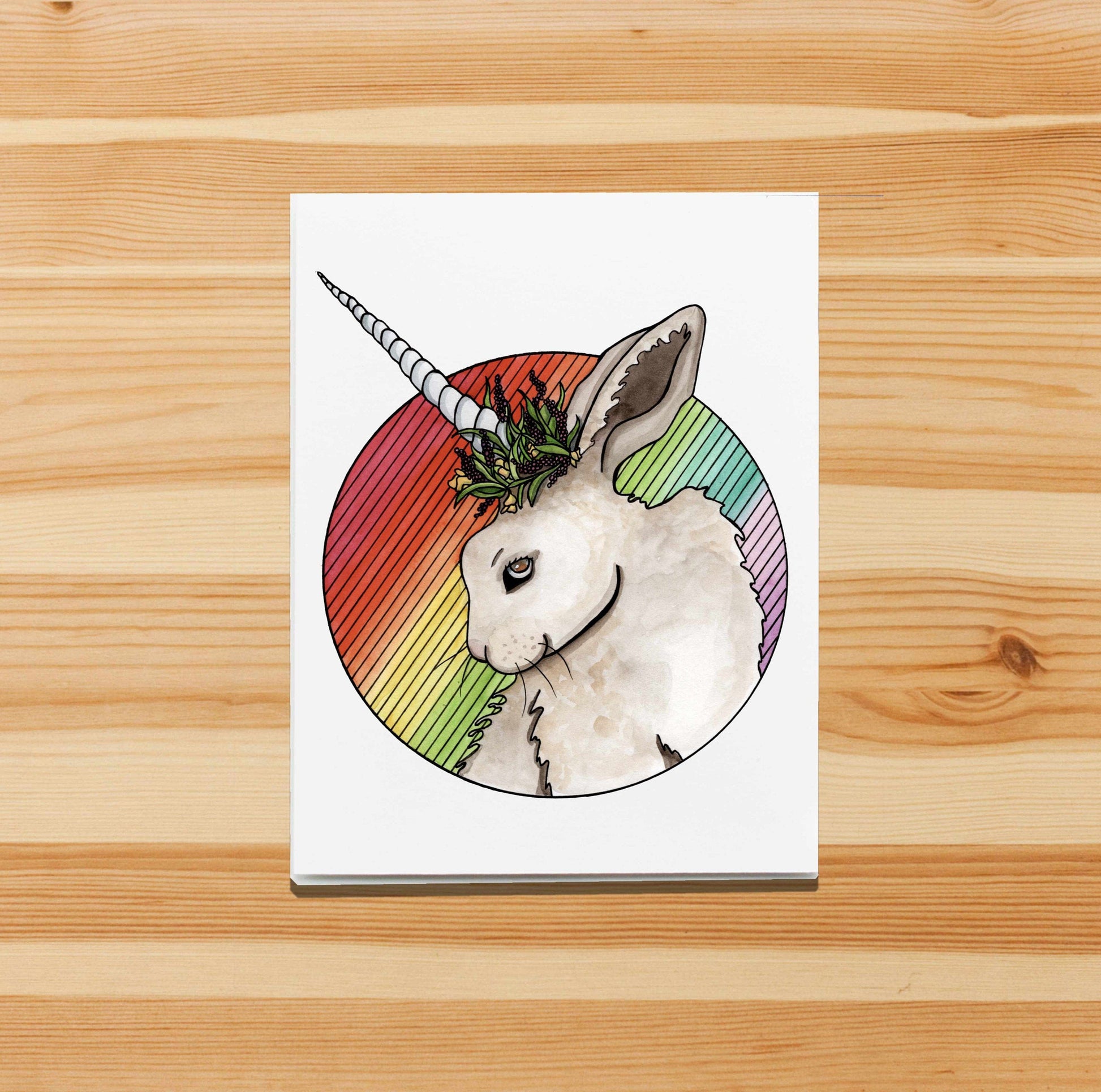 PinkPolish Design Note Cards "Bunnicorn" Handmade Notecard