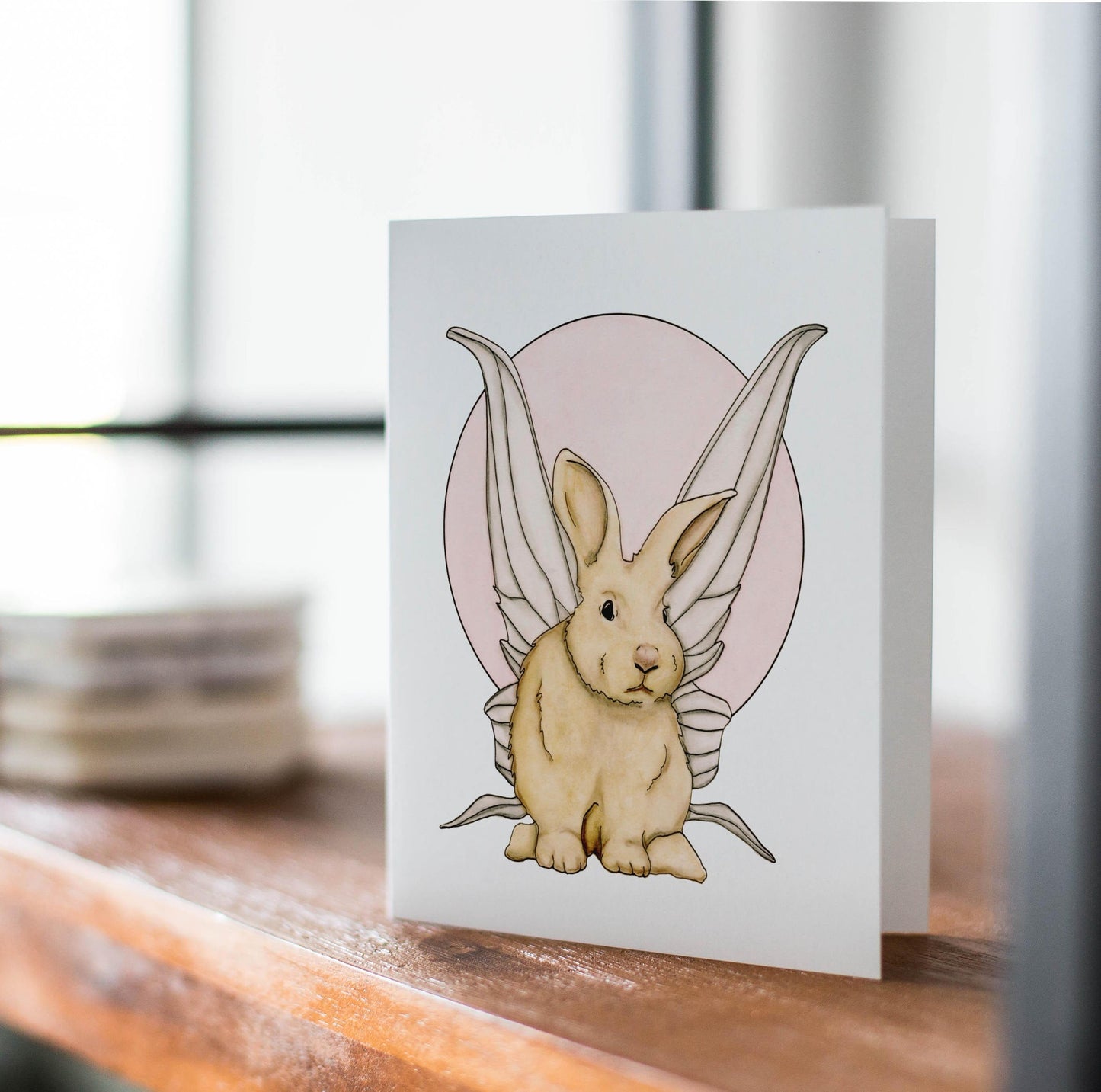 PinkPolish Design Note Cards "Bunny Fae" Handmade Notecard