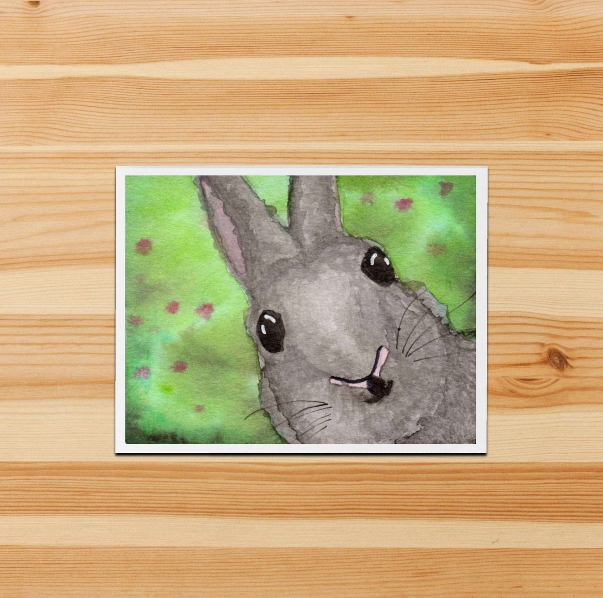 PinkPolish Design Note Cards "Bunny Surprise" Handmade Notecard