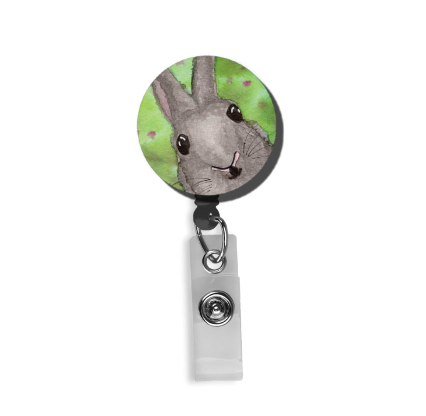 PinkPolish Design Badge Reels & Lanyards "Bunny Surprise" Retractable Badge Reel