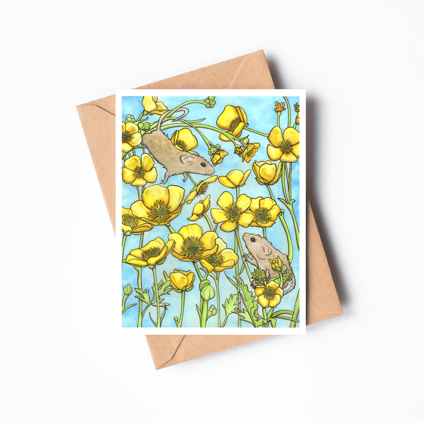 PinkPolish Design Note Cards "Buttercup Friendship" Handmade Notecard