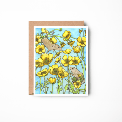 PinkPolish Design Note Cards "Buttercup Friendship" Handmade Notecard