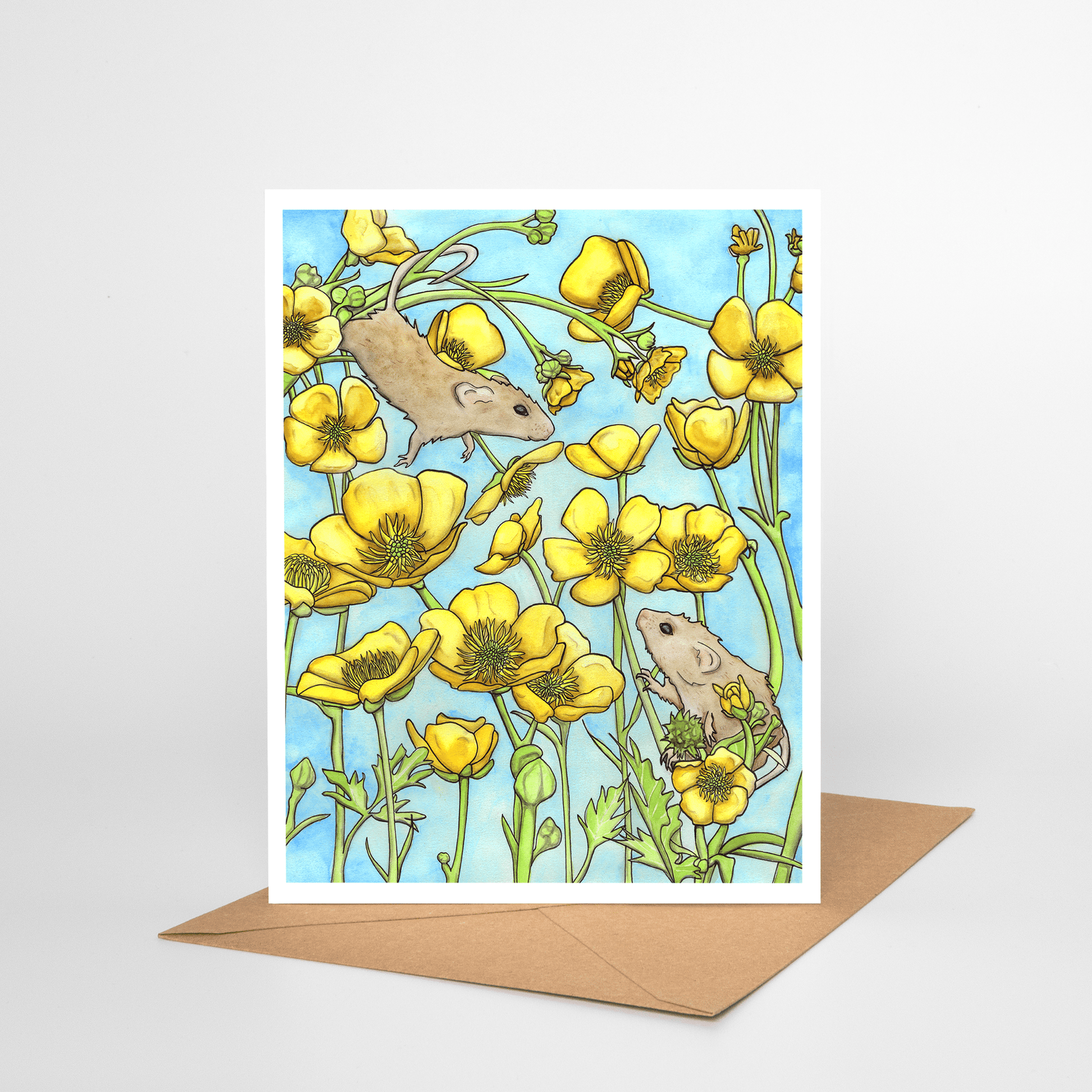 PinkPolish Design Note Cards "Buttercup Friendship" Handmade Notecard