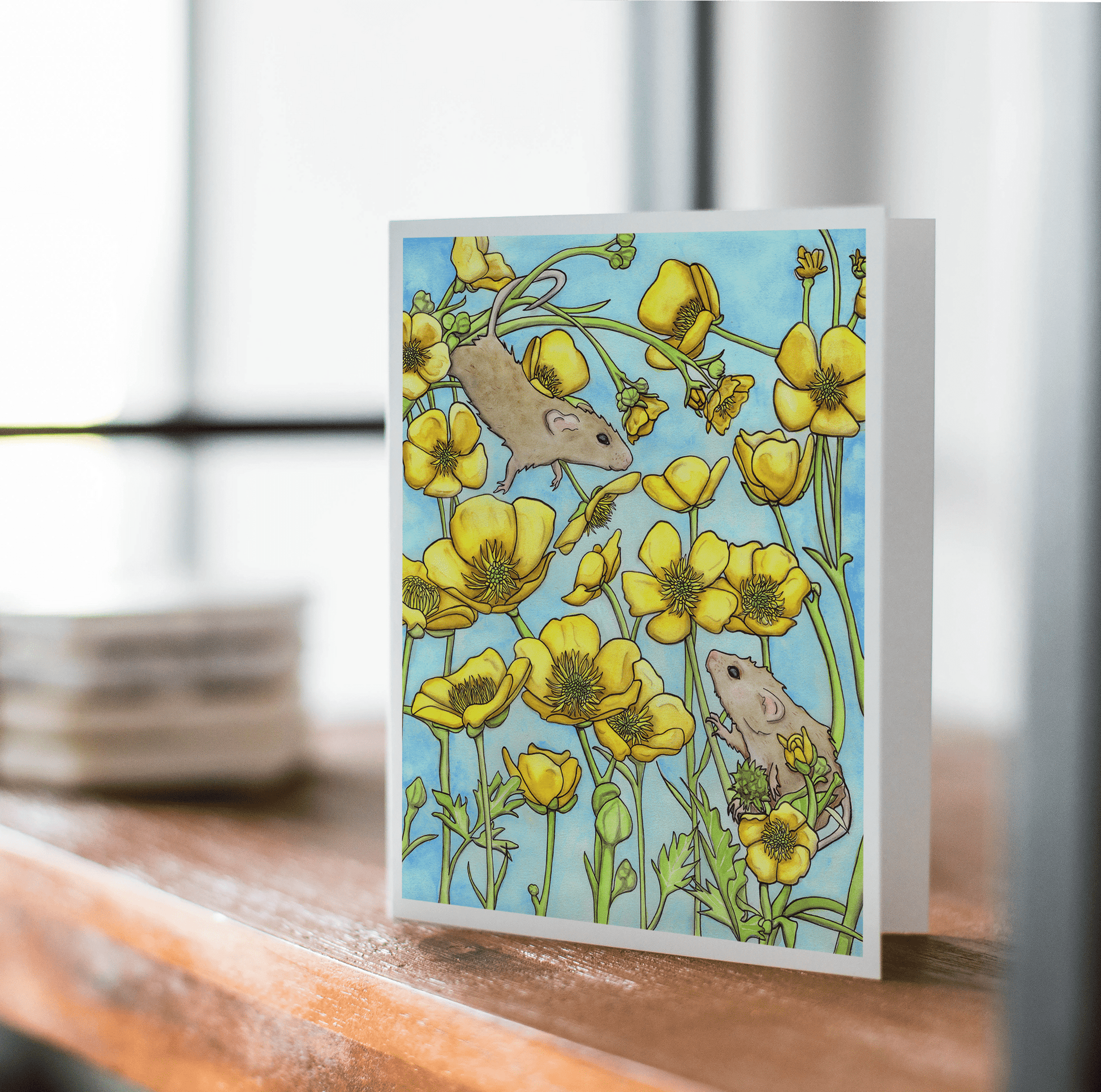 PinkPolish Design Note Cards "Buttercup Friendship" Handmade Notecard