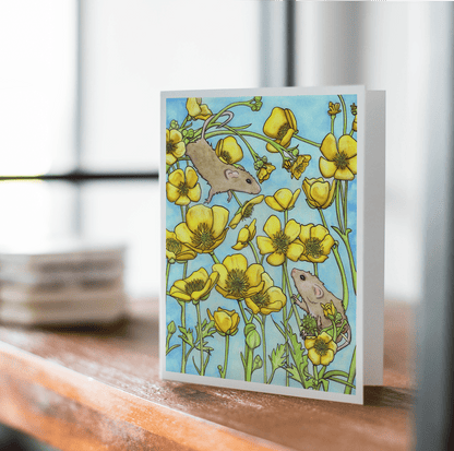 PinkPolish Design Note Cards "Buttercup Friendship" Handmade Notecard