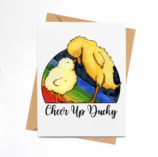PinkPolish Design Note Cards "Cheer Up Ducky" Handmade Notecard