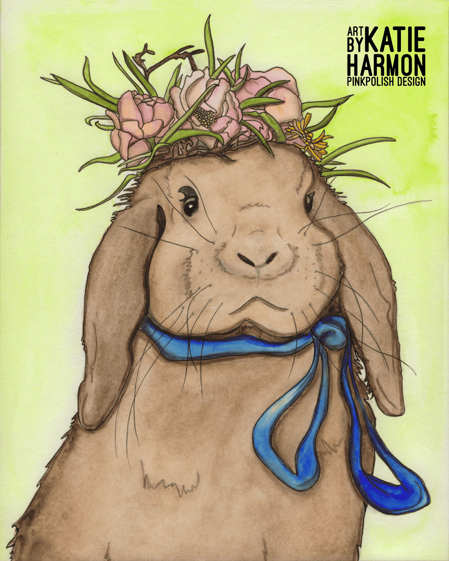 PinkPolish Design Art Prints "Chocolate Bunny"  Watercolor Painting: Art Print