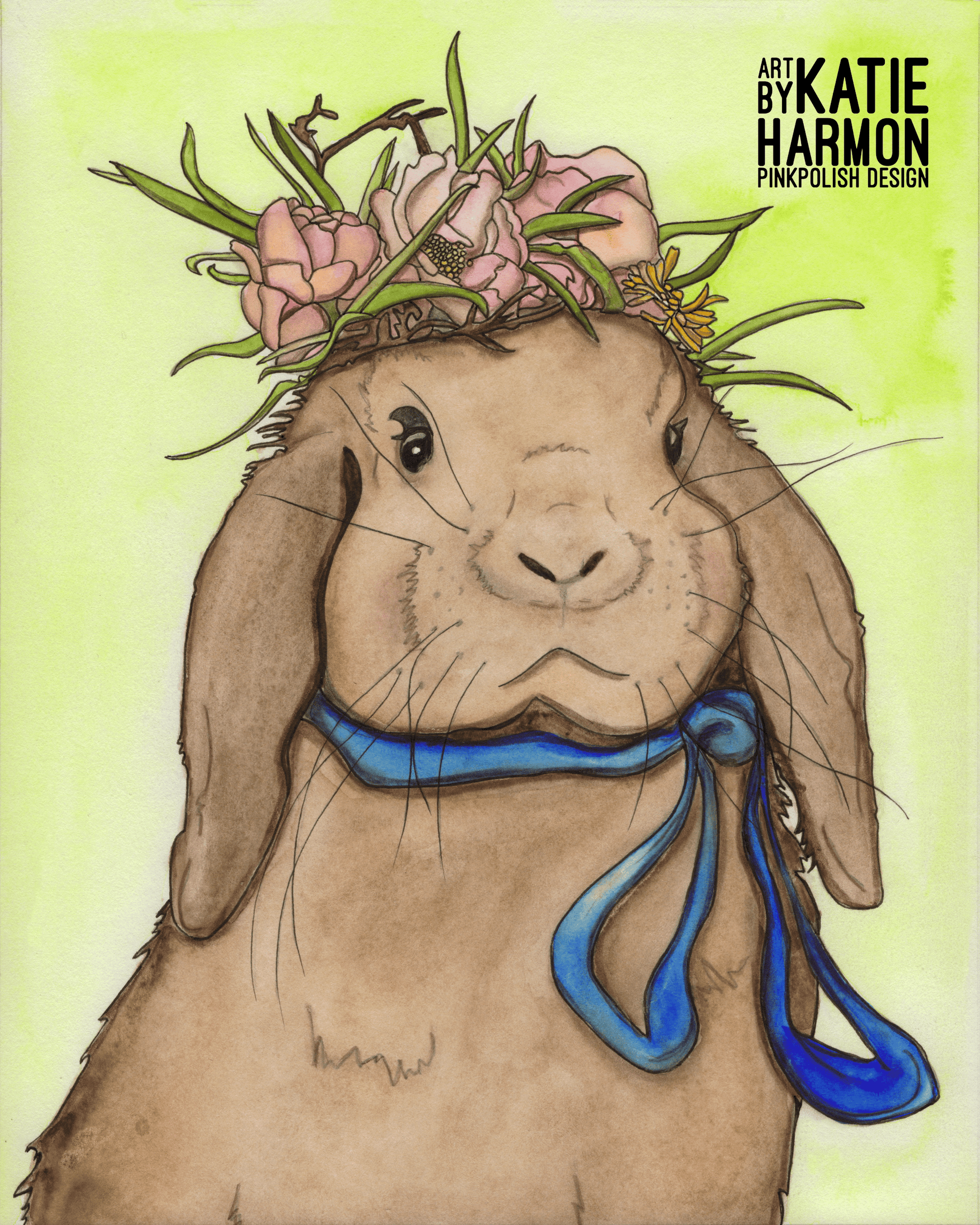 PinkPolish Design Art Prints "Chocolate Bunny"  Watercolor Painting: Art Print