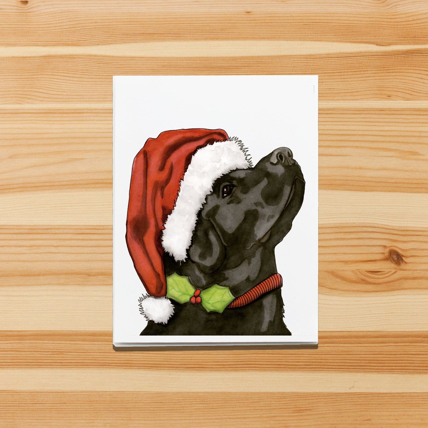 PinkPolish Design Note Cards "Christmas Wolf" Handmade Notecard