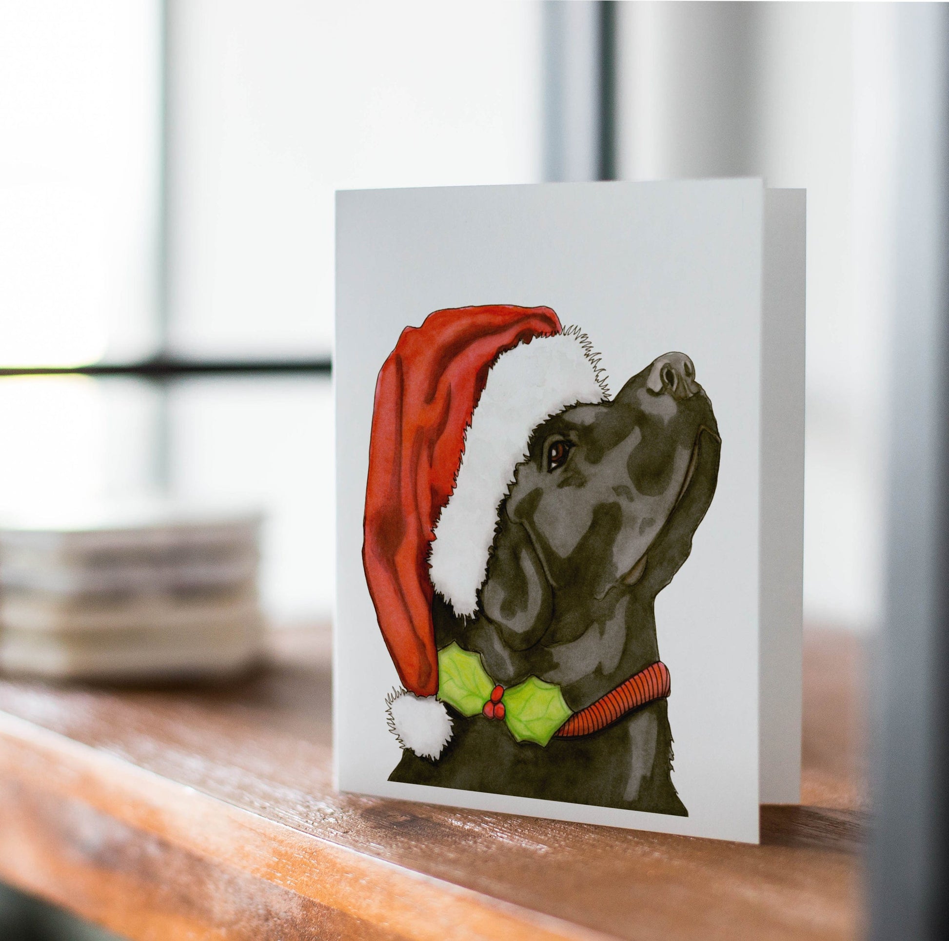 PinkPolish Design Note Cards "Christmas Wolf" Handmade Notecard