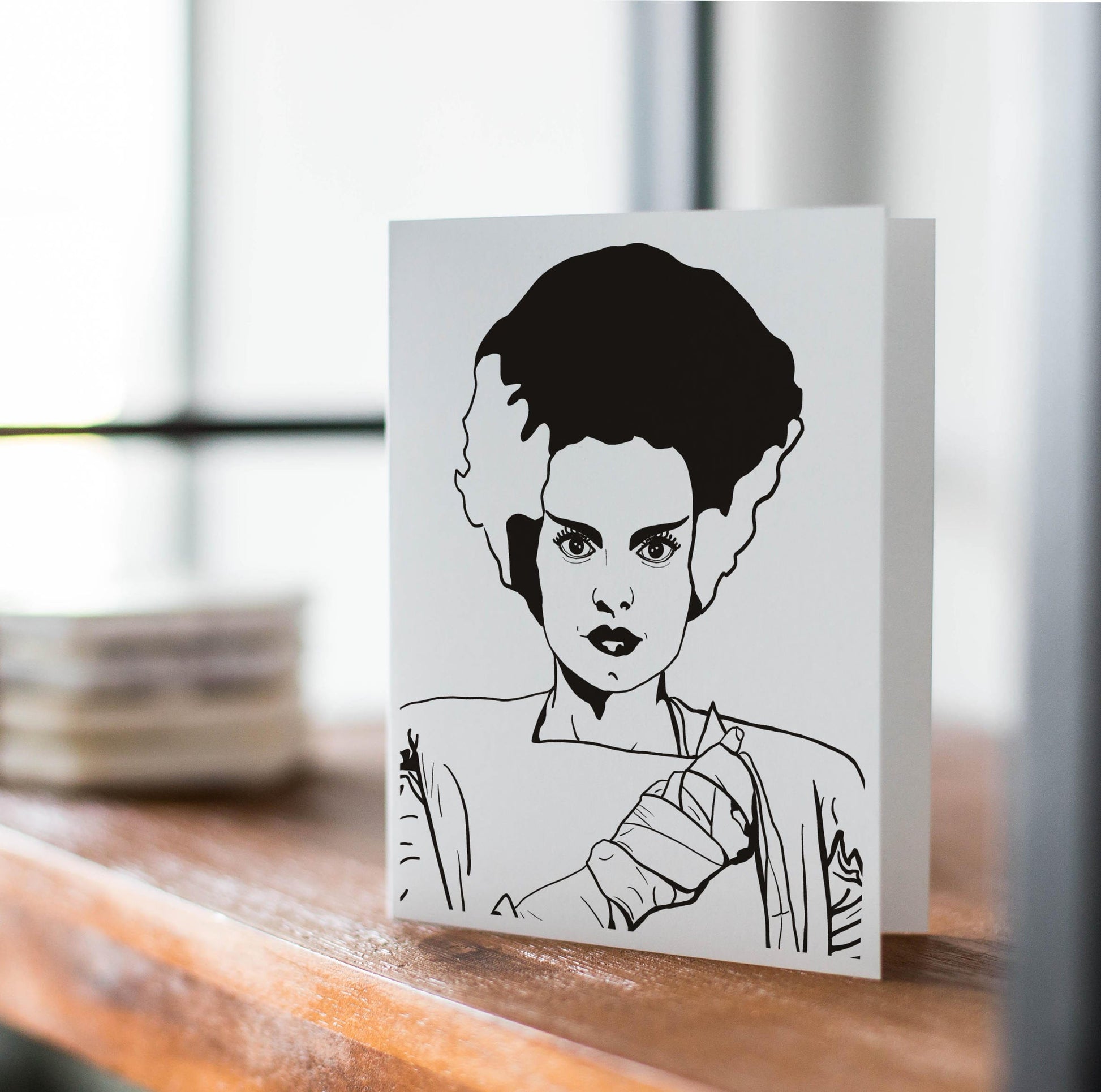 PinkPolish Design Card Pack "Classic Movie Monsters", 4 Card Pack of Handmade Notecards