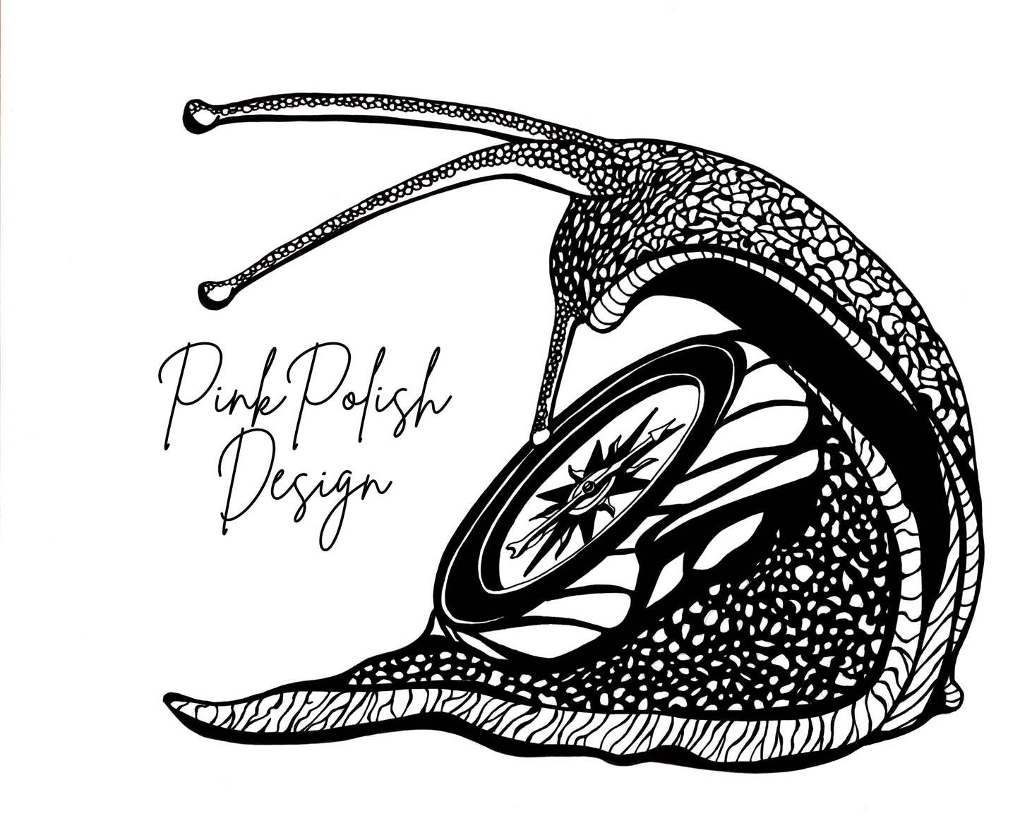 PinkPolish Design Art Prints "Compass" Ink Drawing: Art Print