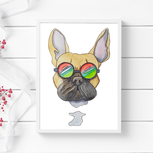 PinkPolish Design Art Prints "Cool Pooch"  Watercolor Painting: Art Print
