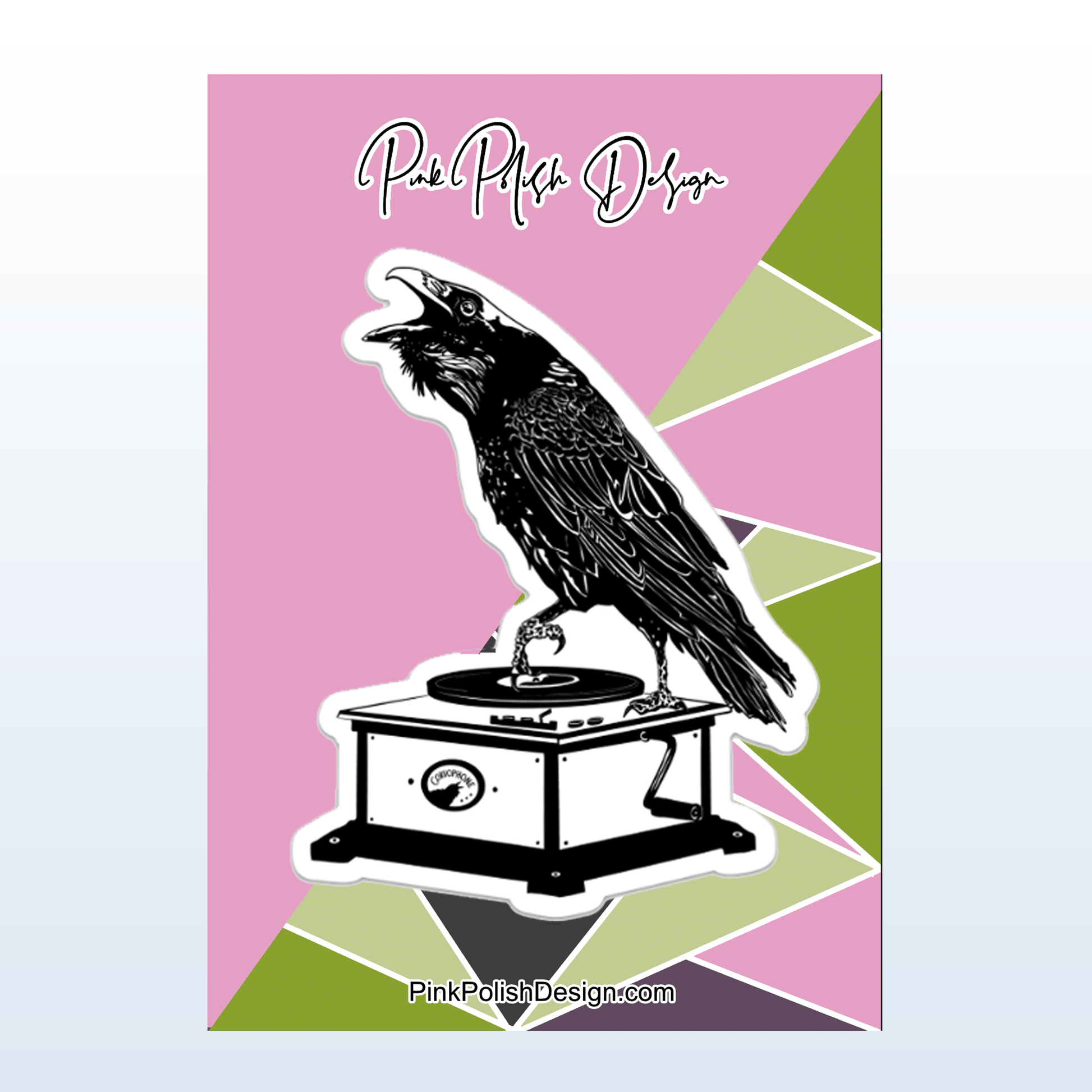 PinkPolish Design Stickers "Corviphone" Vinyl Die Cut Sticker