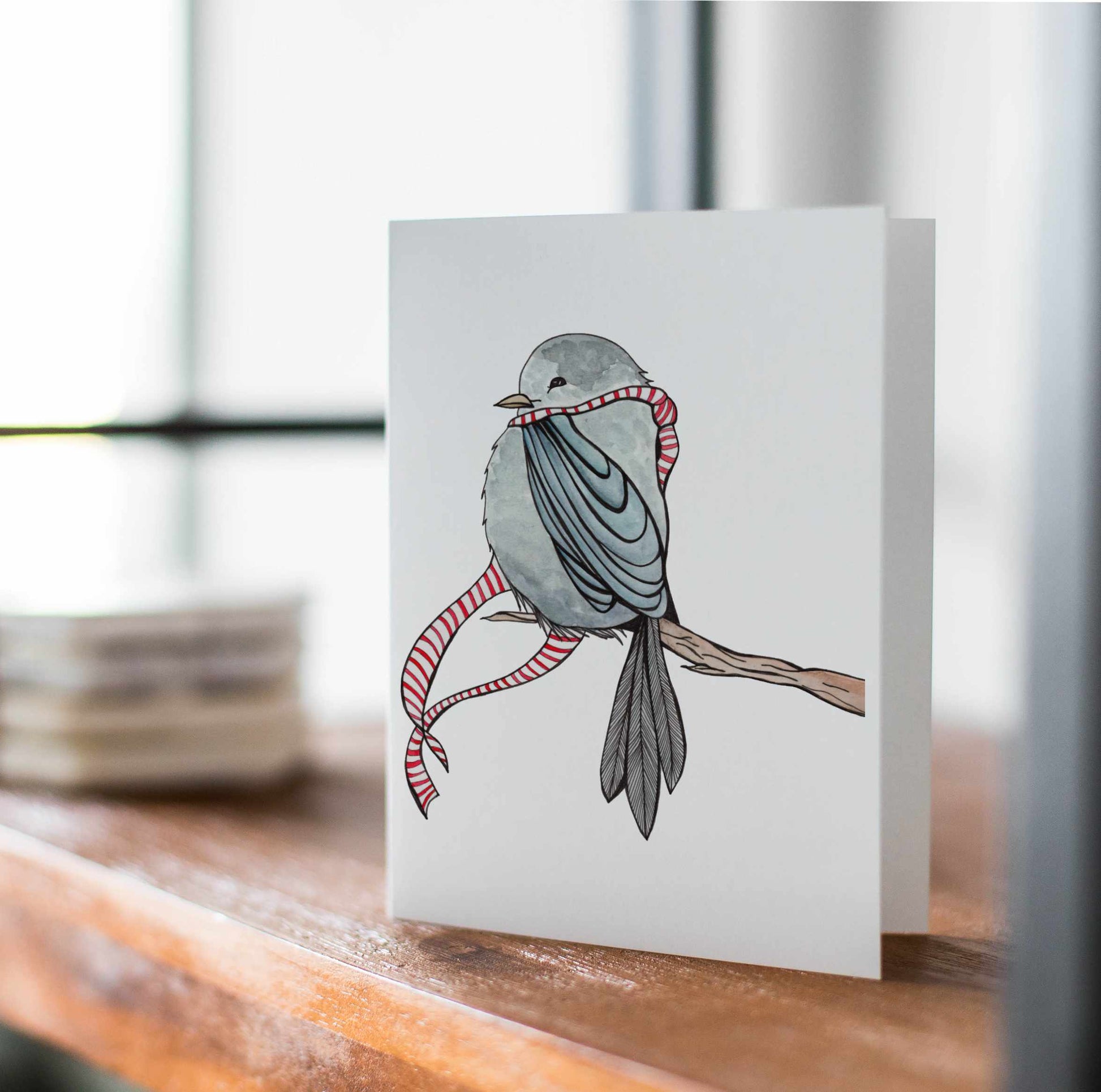 PinkPolish Design Note Cards "Cozy Bird" Handmade Notecard