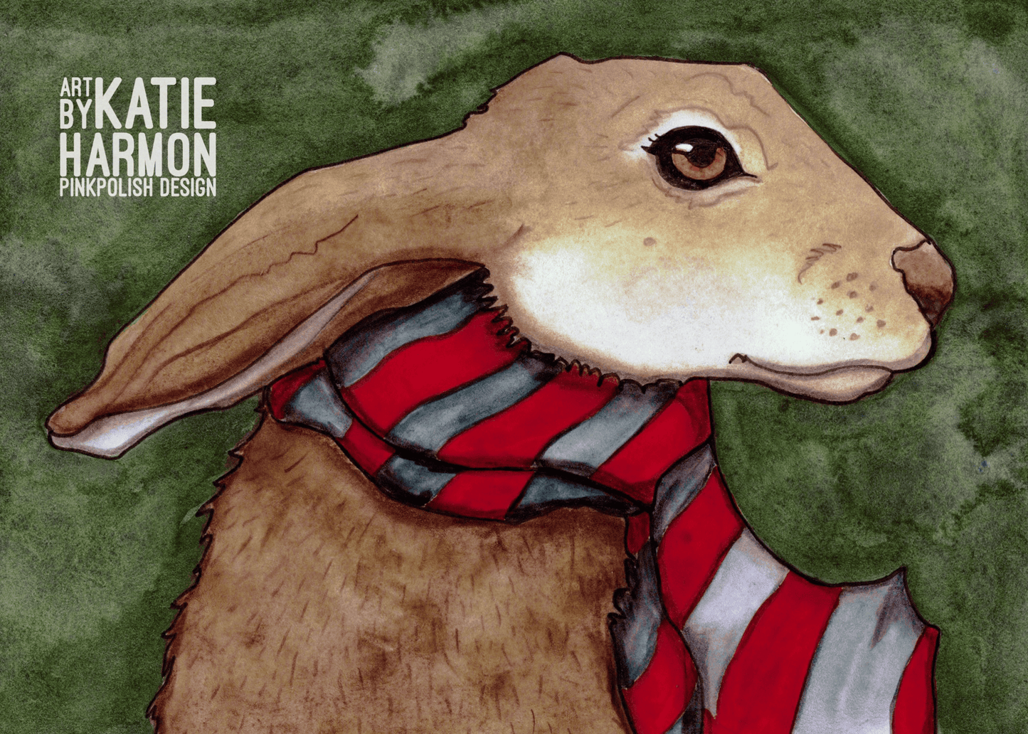 PinkPolish Design Art Prints "Cozy Rabbit"  Watercolor Painting: Art Print