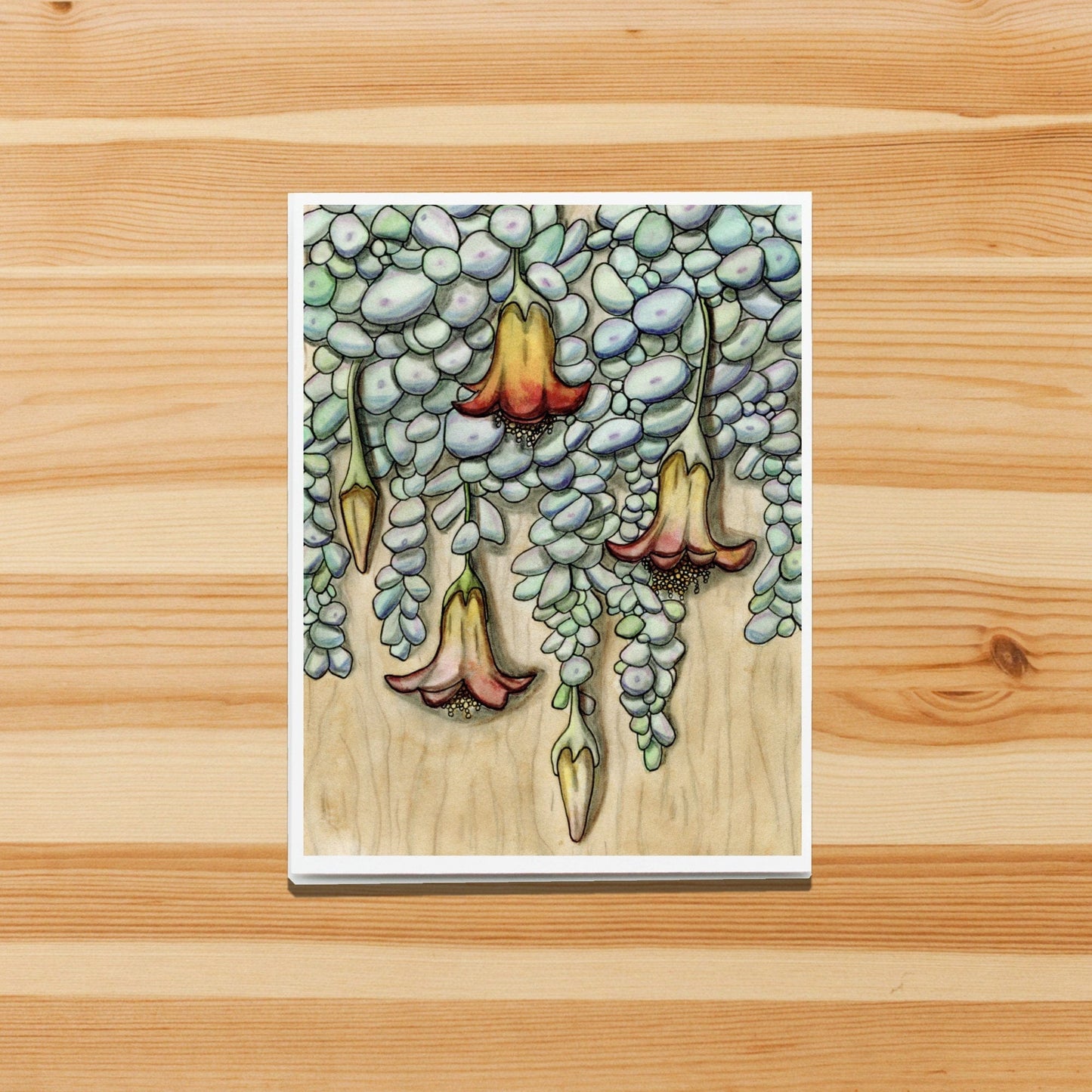 PinkPolish Design Note Cards "Creeping Succulent" Handmade Notecard