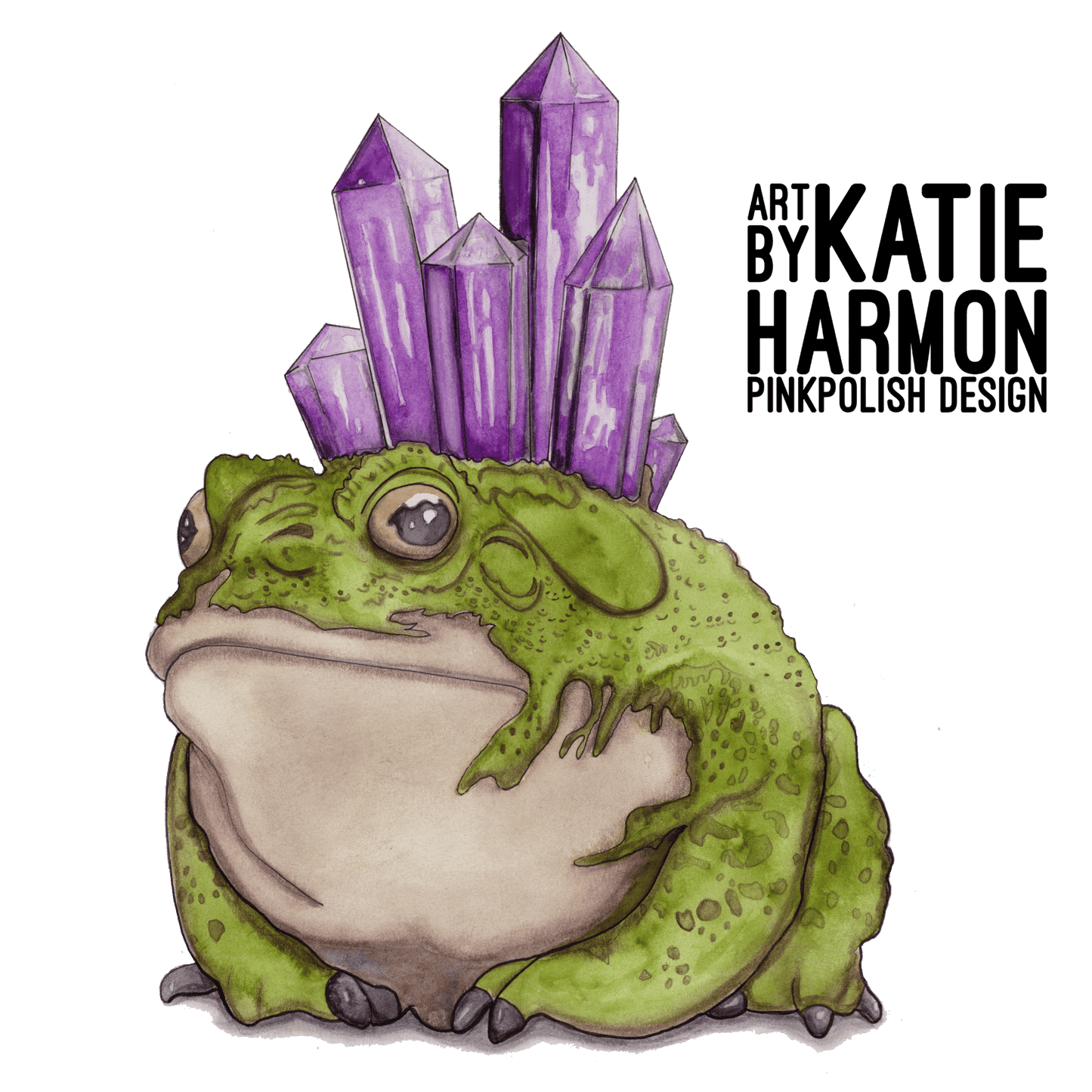 PinkPolish Design Art Prints "Crystal Frog"  Watercolor Painting: Art Print