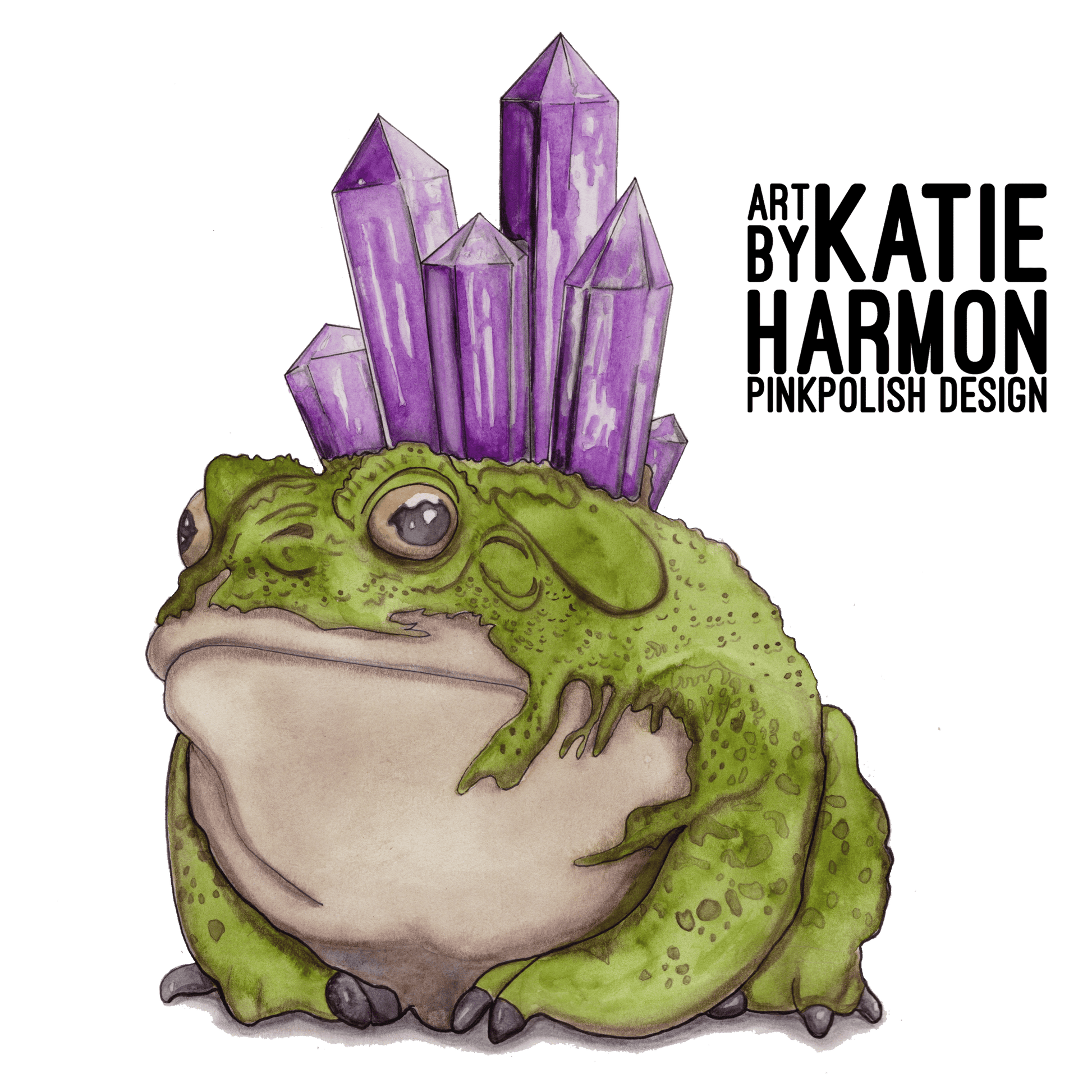 PinkPolish Design Art Prints "Crystal Frog"  Watercolor Painting: Art Print