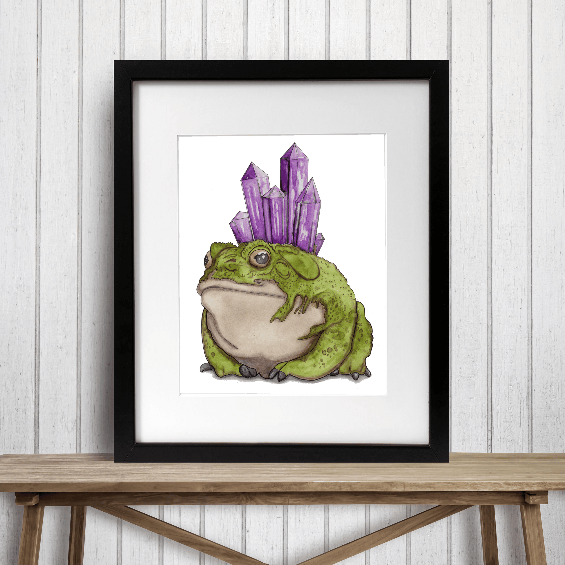 PinkPolish Design Art Prints "Crystal Frog"  Watercolor Painting: Art Print