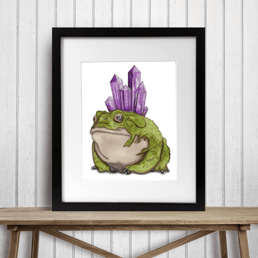 PinkPolish Design Art Prints "Crystal Frog"  Watercolor Painting: Art Print