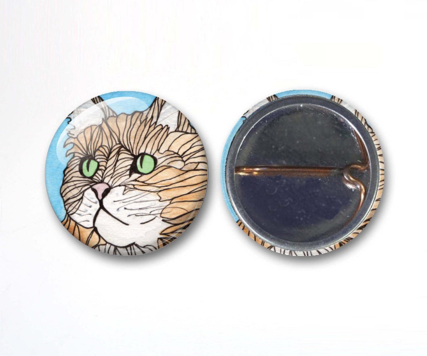 PinkPolish Design Buttons "Cuddly Cat" Button Pack, 3-Pack Pin Back Button, 1 Inch