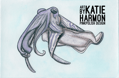 PinkPolish Design Art Prints "Cuttlefish"  Watercolor Painting: Art Print