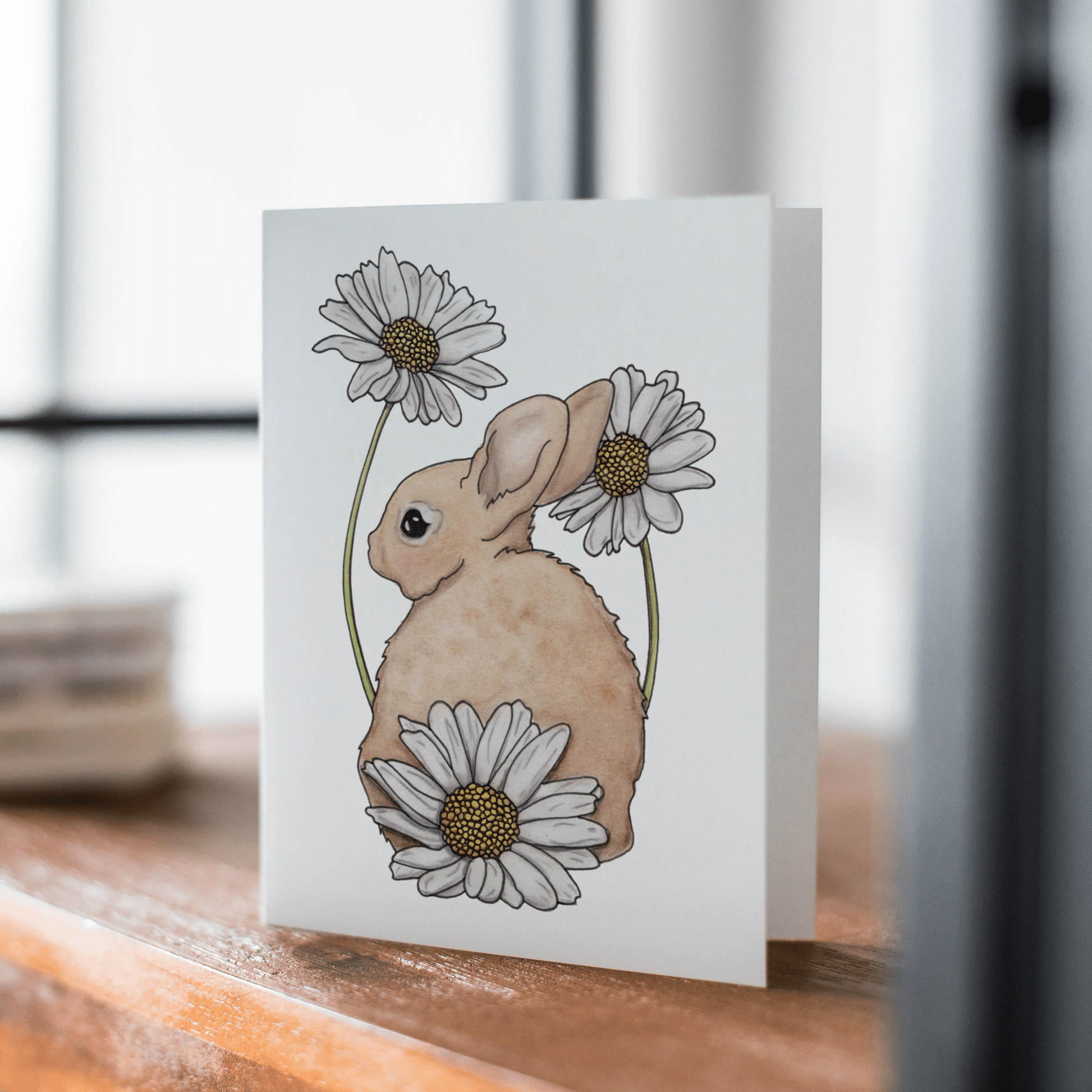 PinkPolish Design Note Cards "Daisy Tailed" Handmade Notecard