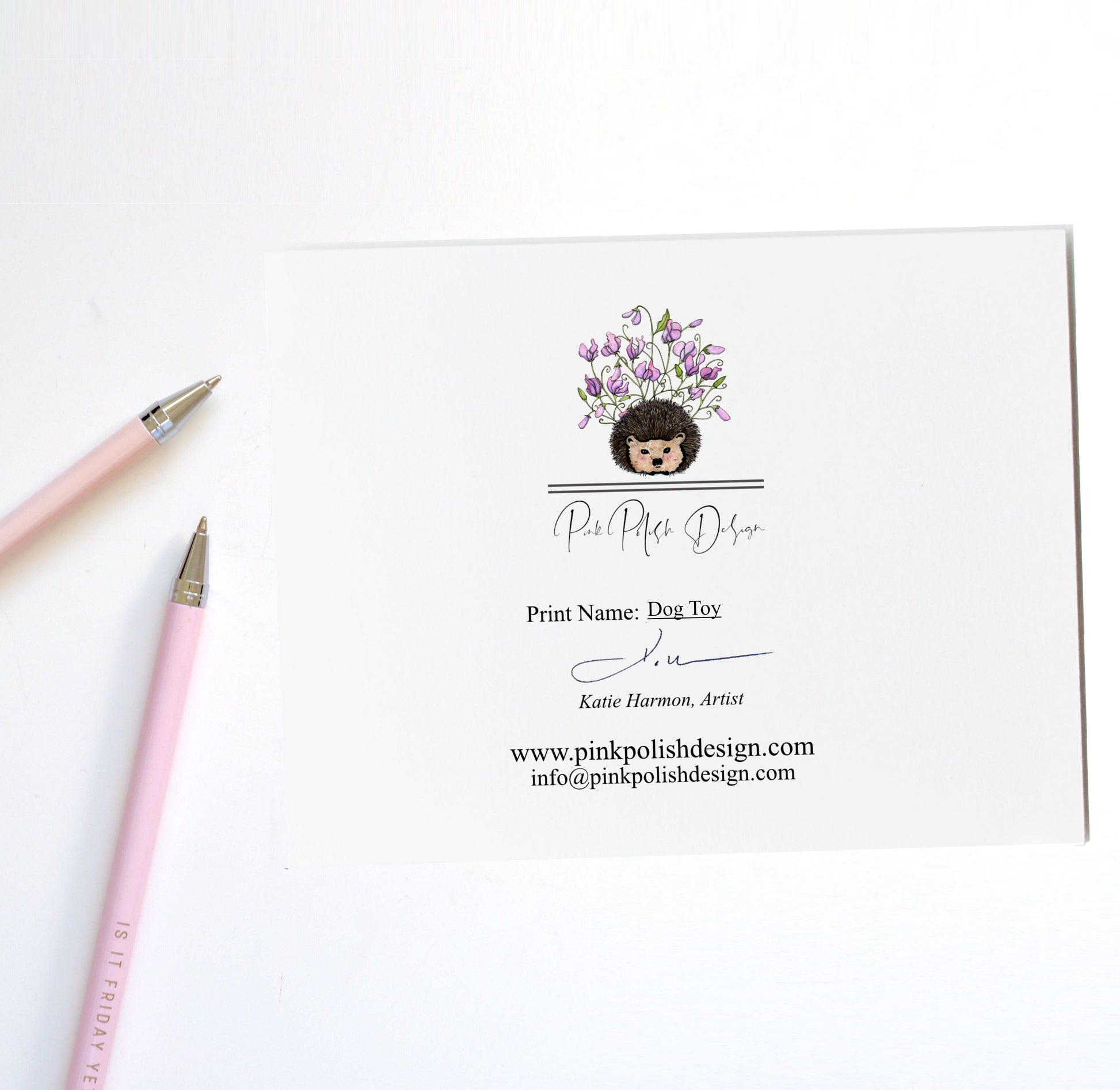 PinkPolish Design Note Cards "Dog Toy" Handmade Notecard