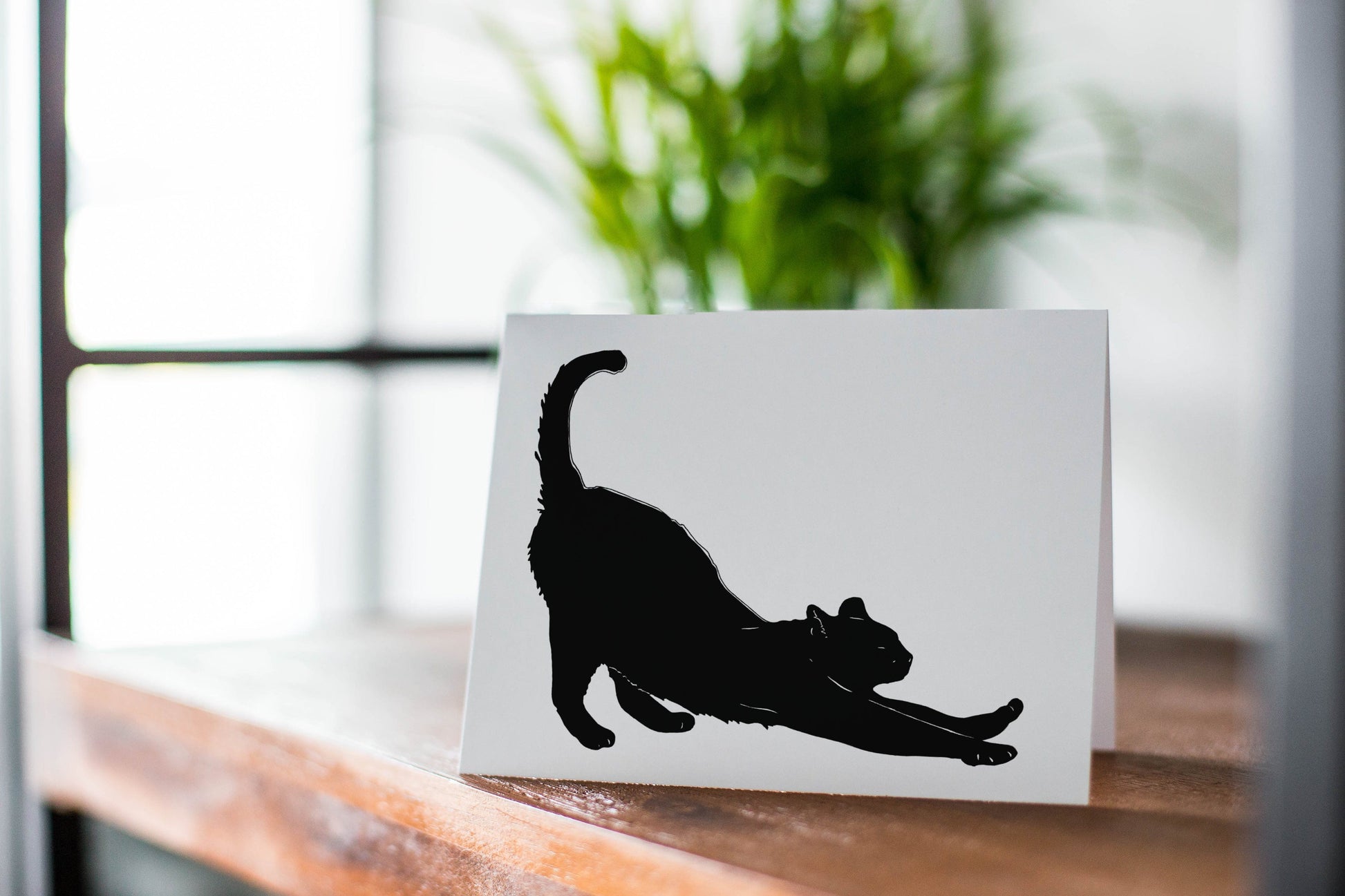 PinkPolish Design Note Cards "Downward Facing Cat" Handmade Notecard
