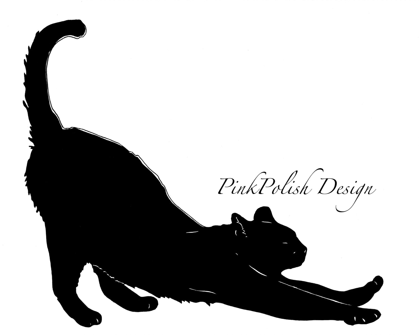 PinkPolish Design Art Prints "Downward Facing Cat"  Ink Drawing: Art Print