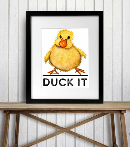 PinkPolish Design Art Prints 8x10 "Duck It"  Watercolor Painting: Art Print