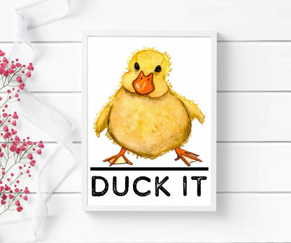 PinkPolish Design Art Prints 5x7 "Duck It"  Watercolor Painting: Art Print