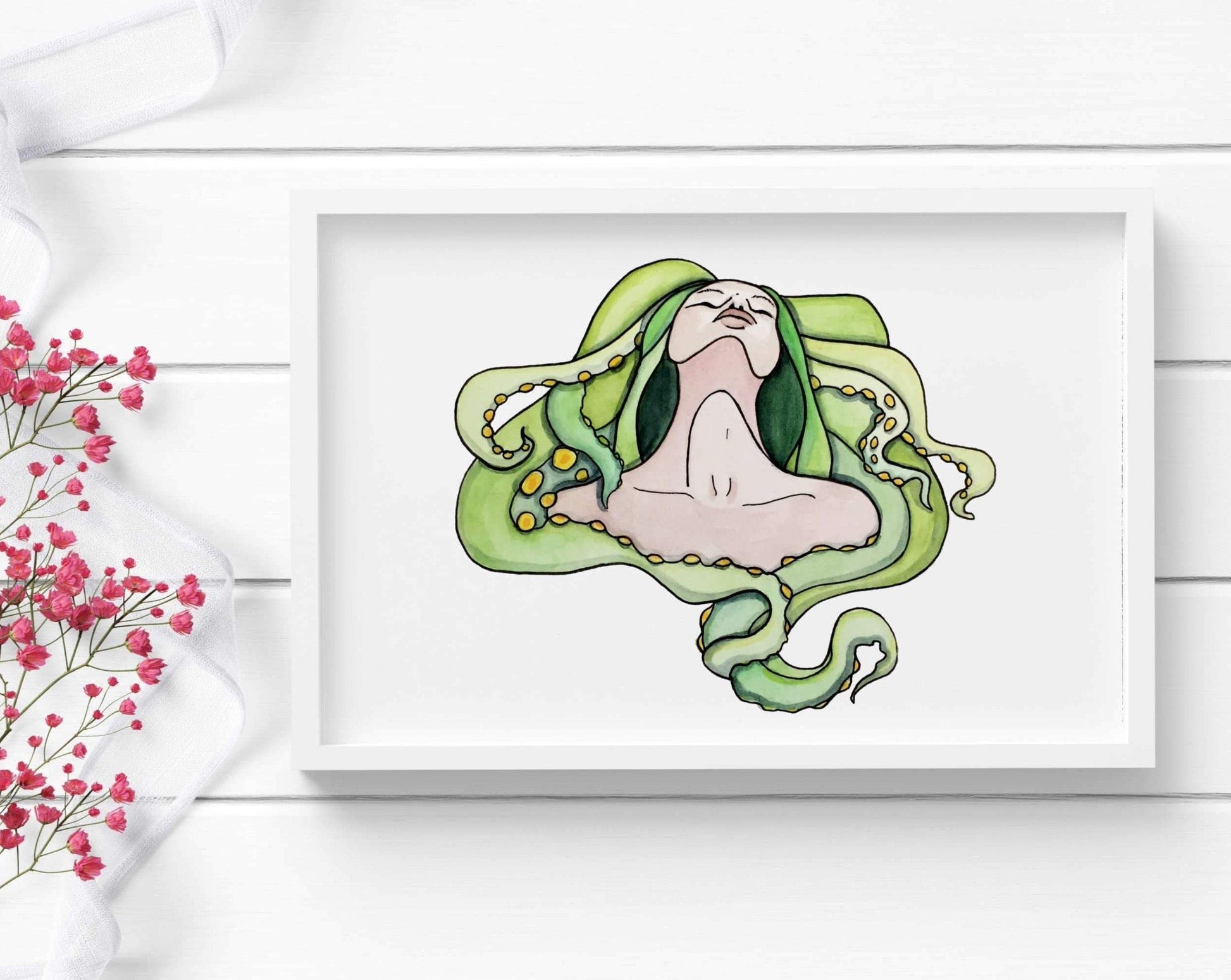 PinkPolish Design Art Prints "Enfolded" Watercolor Painting: Art Print