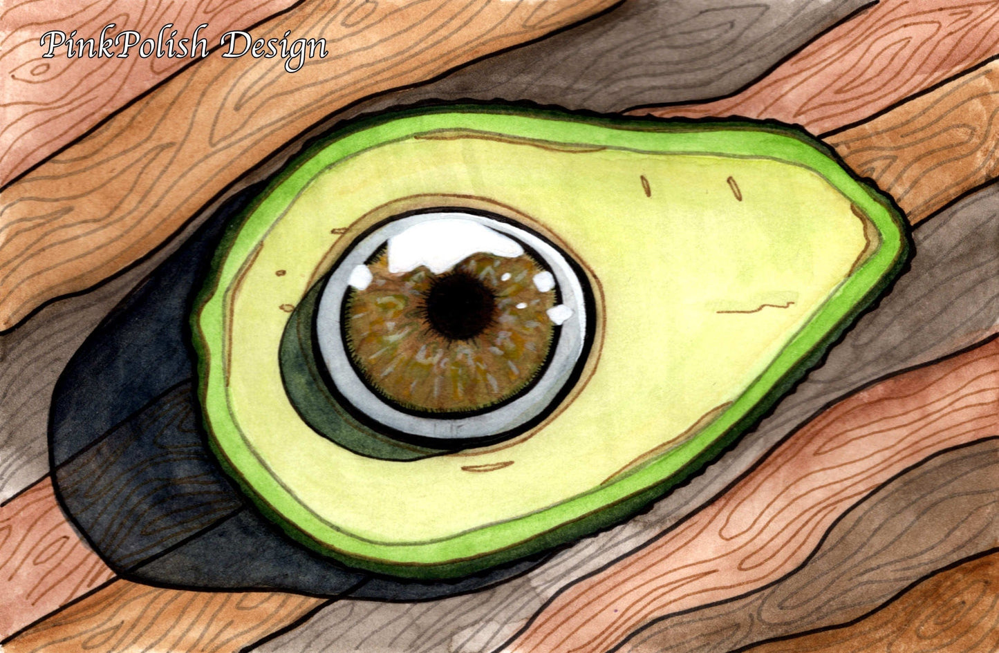 PinkPolish Design Art Prints "Eye of the Avocado" Watercolor Painting: Art Print