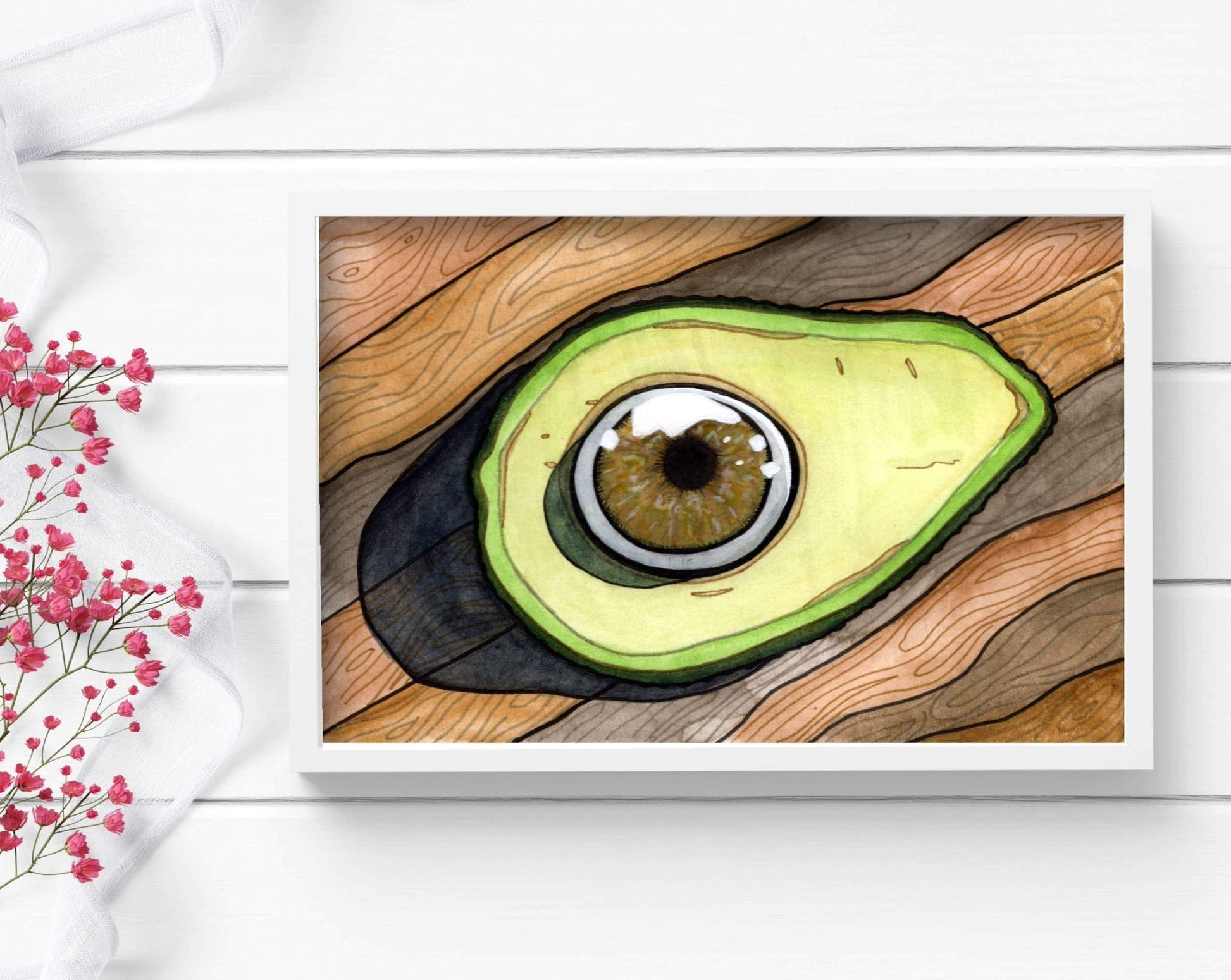 PinkPolish Design Art Prints "Eye of the Avocado" Watercolor Painting: Art Print