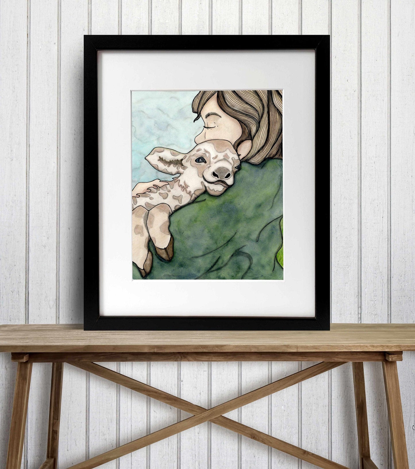 PinkPolish Design Art Prints "Farm Hugs" Watercolor Painting: Art Print