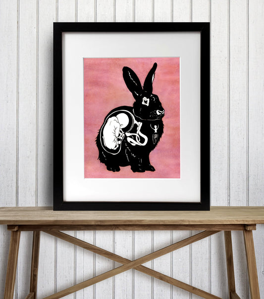 PinkPolish Design Art Prints "Fertility Bunny"  Watercolor Painting: Art Print
