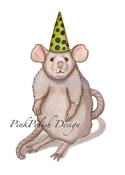PinkPolish Design Art Prints "Field Mouse Celebration" Watercolor Painting: Art Print