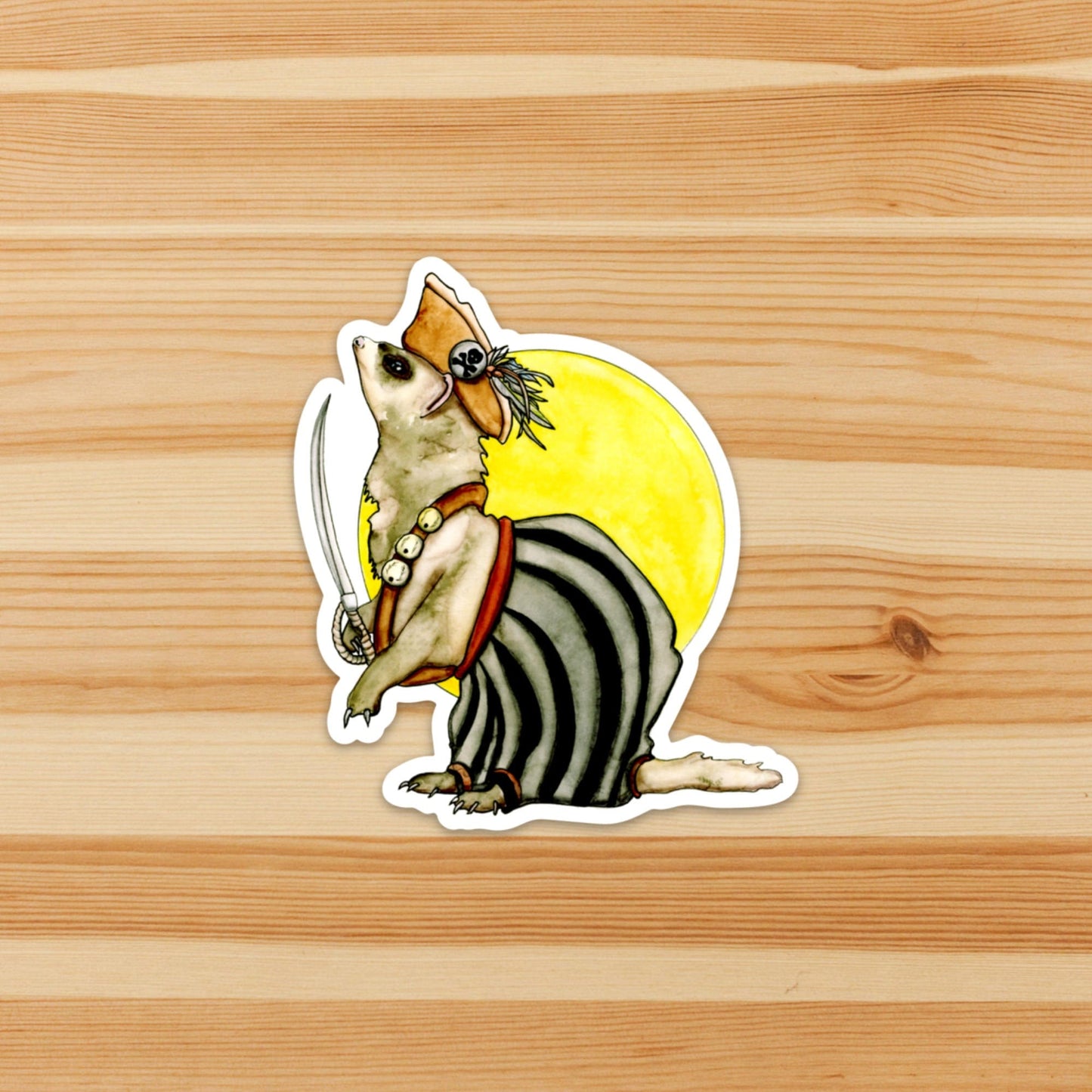 PinkPolish Design Stickers "First Mate Ferret" Vinyl Die Cut Sticker