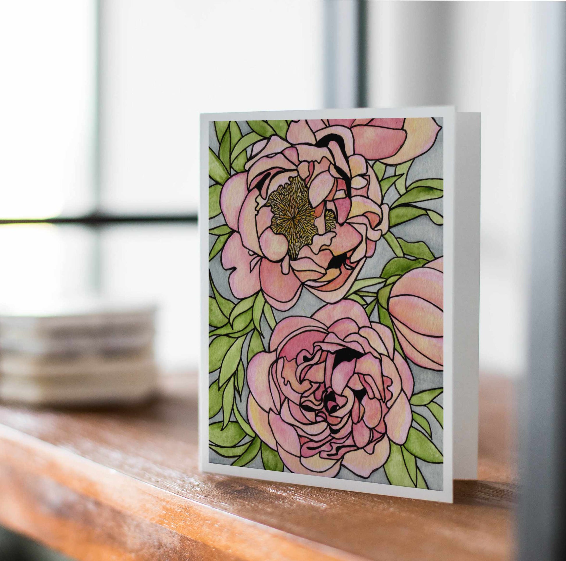 PinkPolish Design Card Pack "Floral" 4 Card Pack of Handmade Notecards