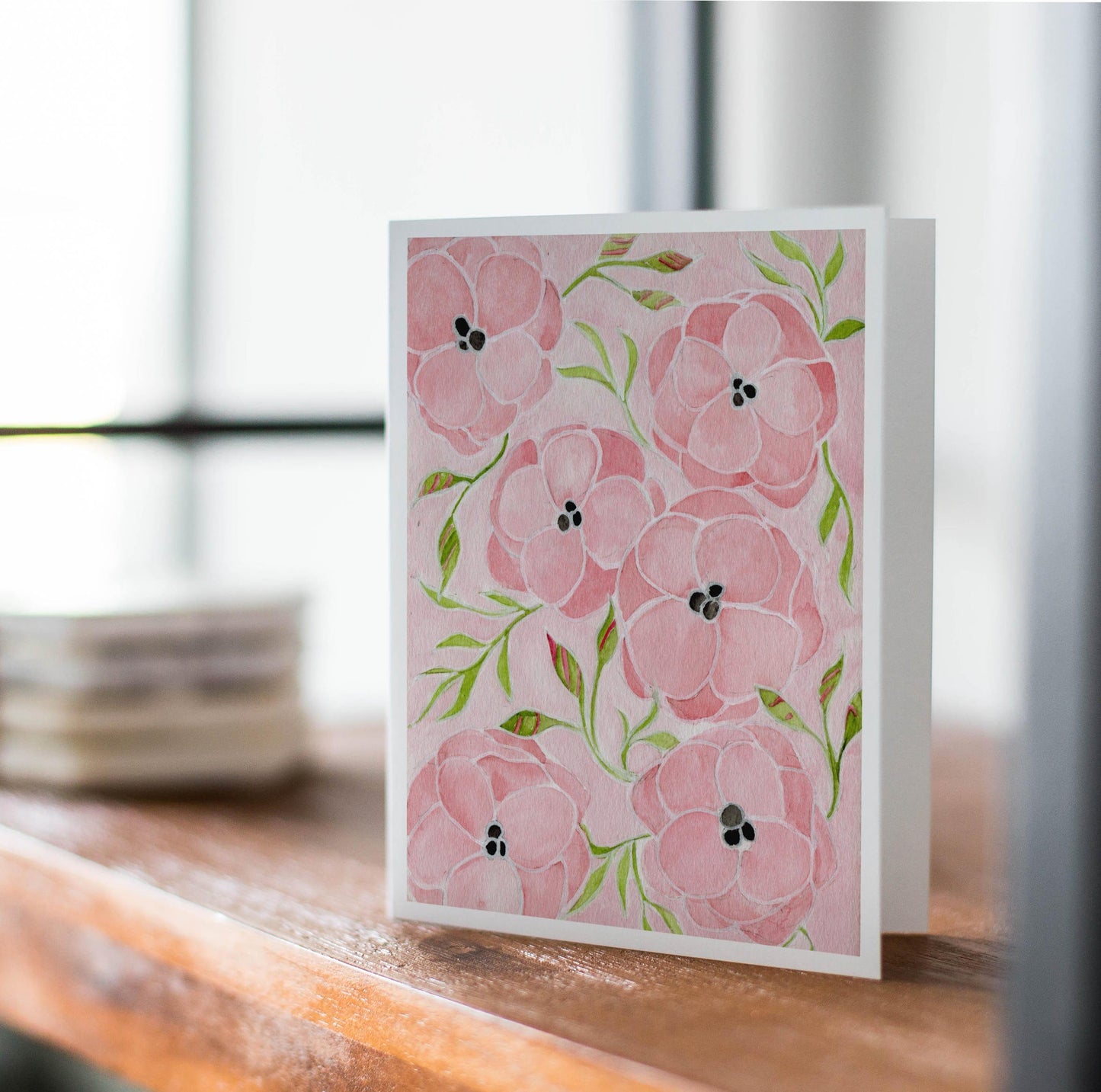 PinkPolish Design Card Pack "Floral" 4 Card Pack of Handmade Notecards