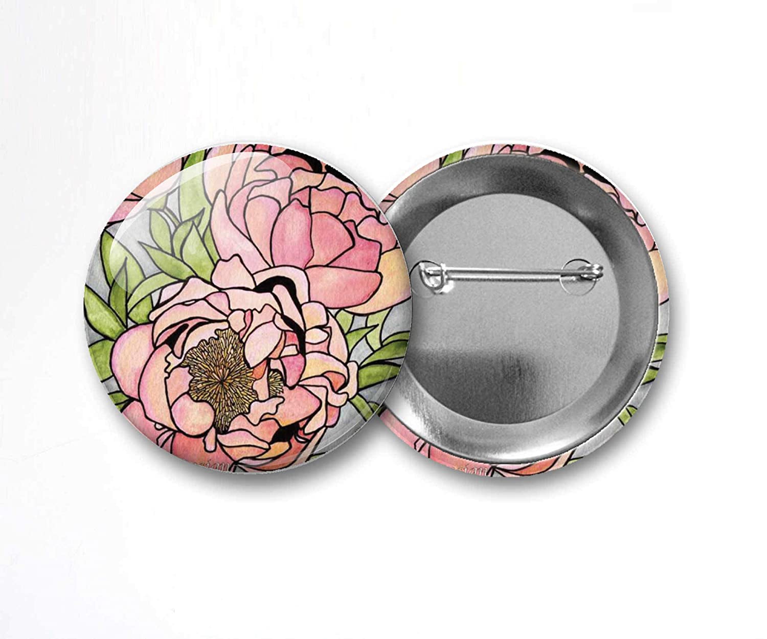 PinkPolish Design Buttons "Floral Carpet" Pin Back Art Button, 2.25"