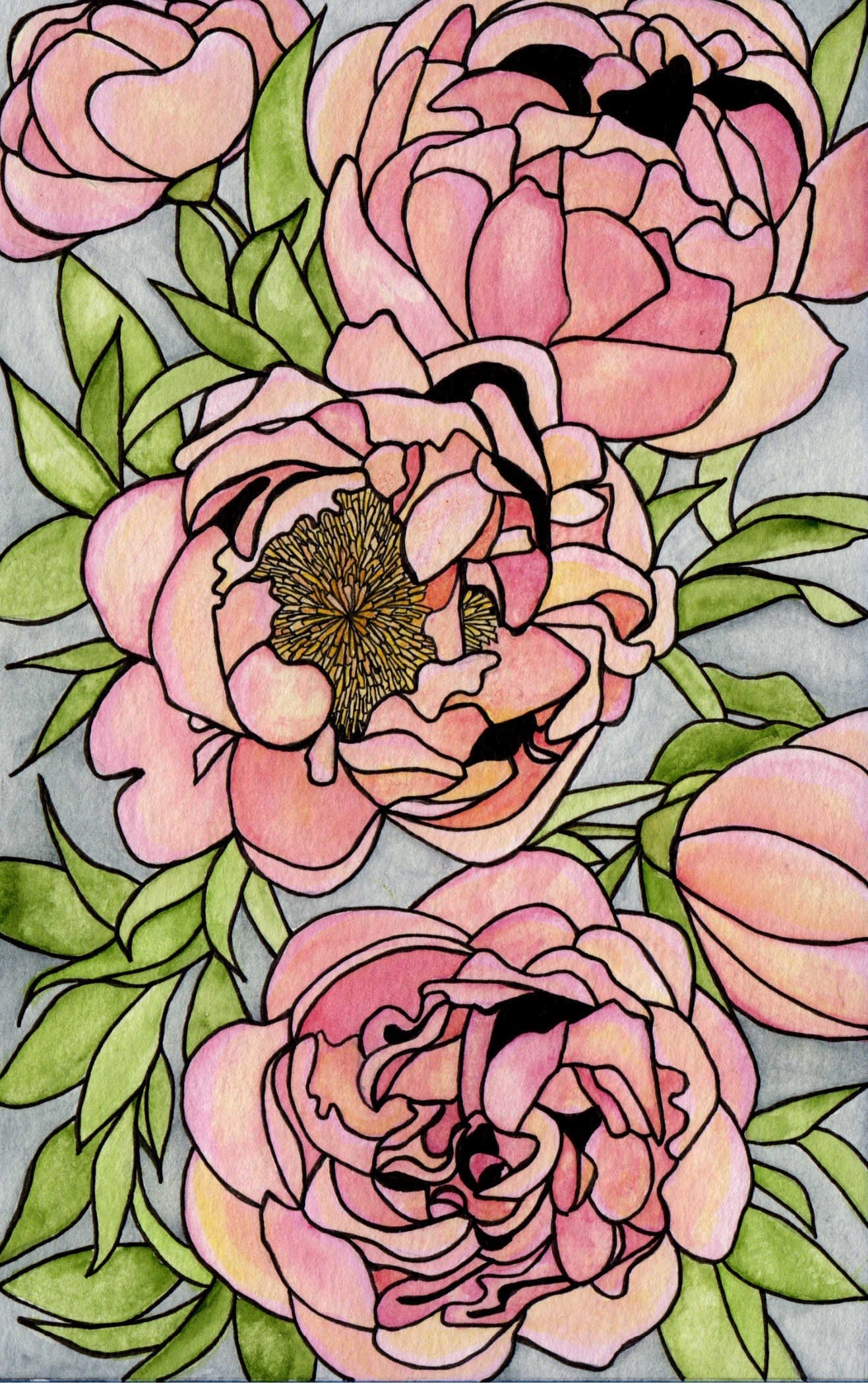 PinkPolish Design Art Prints "Floral Carpet" Watercolor Painting: Art Print
