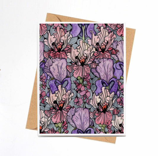 PinkPolish Design Note Cards "Floral Repetition" Handmade Notecard