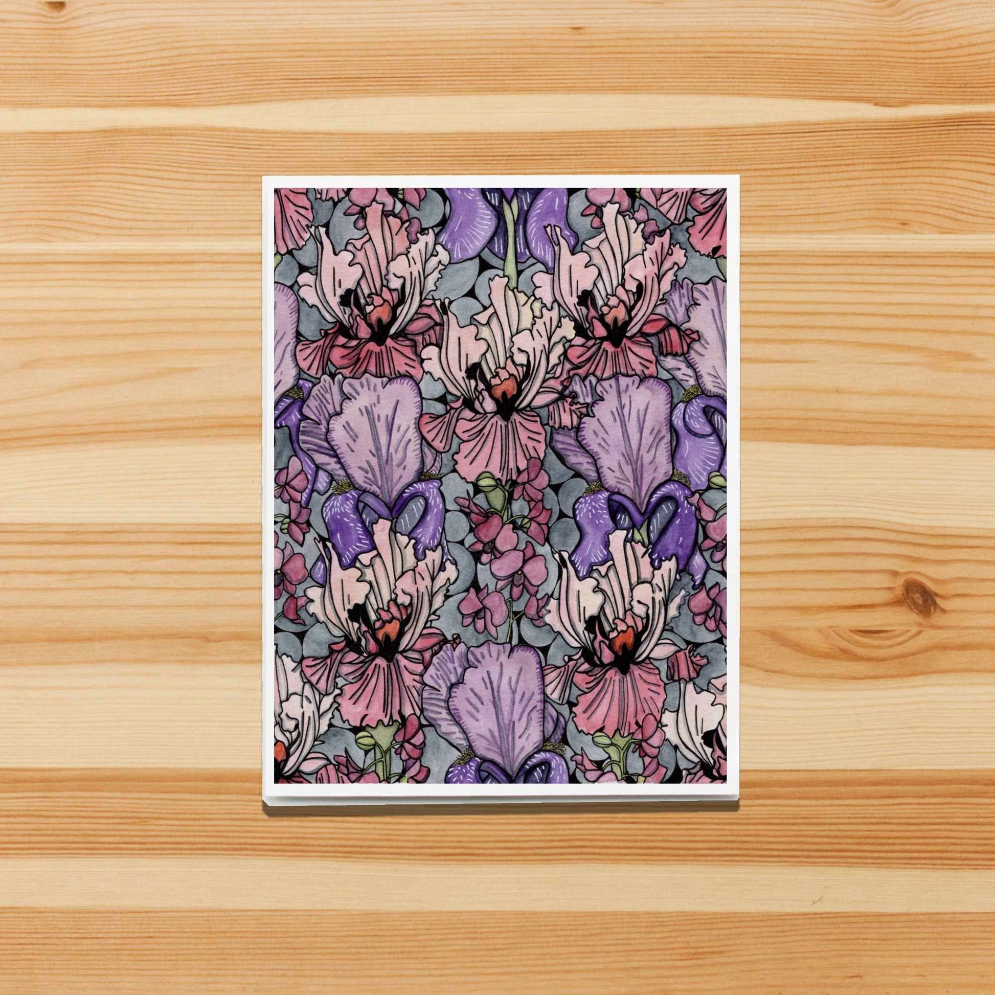 PinkPolish Design Note Cards "Floral Repetition" Handmade Notecard