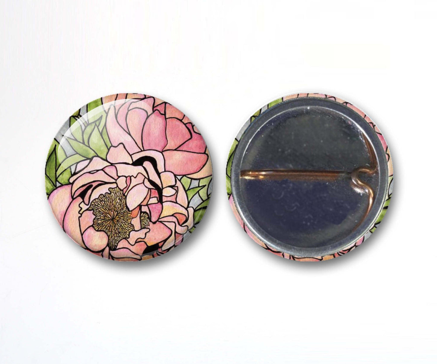 PinkPolish Design Buttons "Flowers and Butterflies" Button Pack - 3-Pack Pin Back Button, 1 Inch