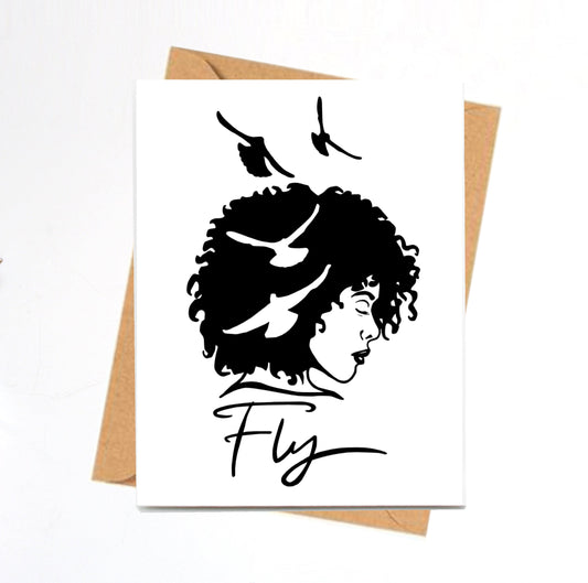 PinkPolish Design Note Cards "Fly" Handmade Notecard