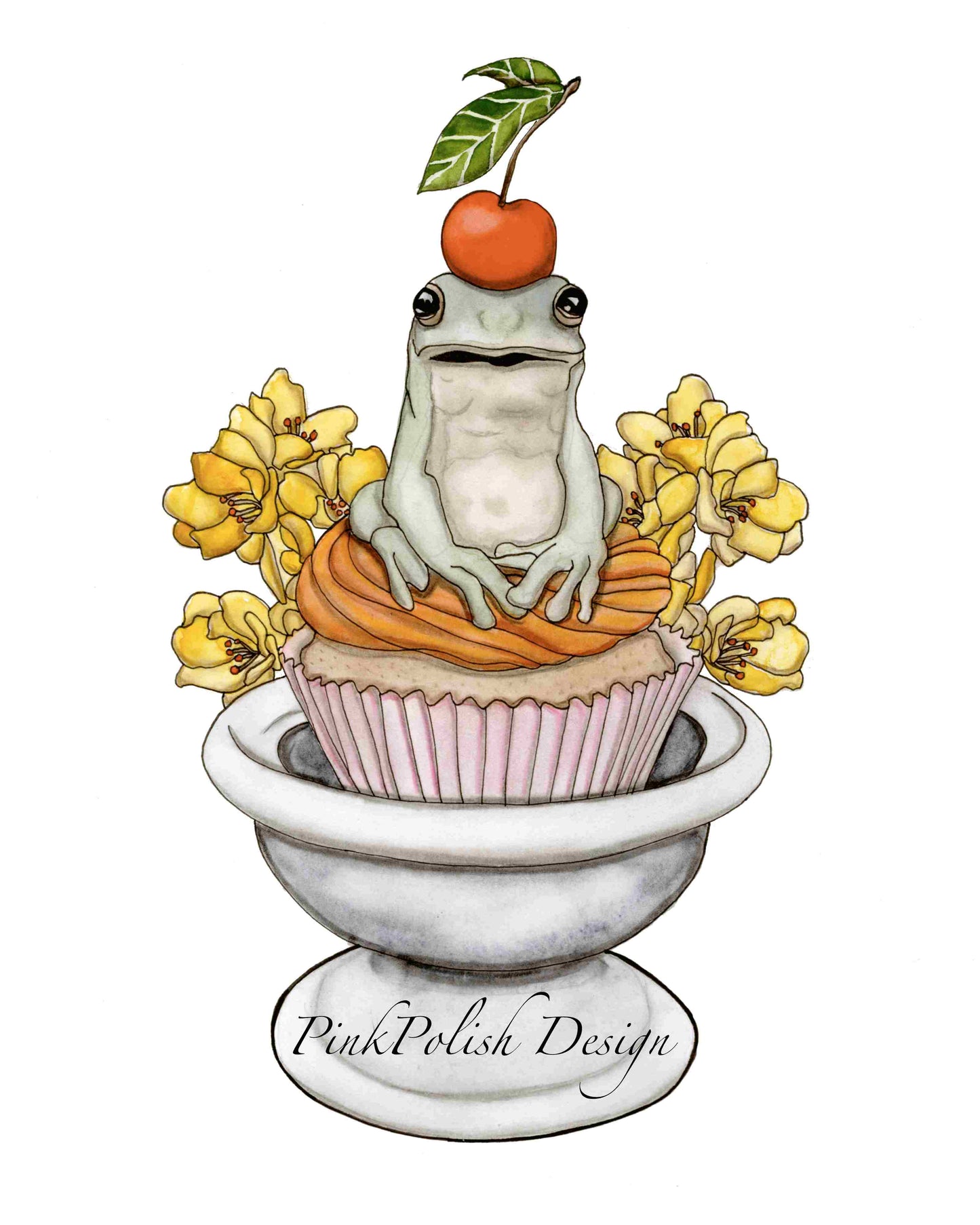 PinkPolish Design Art Prints "Frog Celebration" Watercolor Painting: Art Print